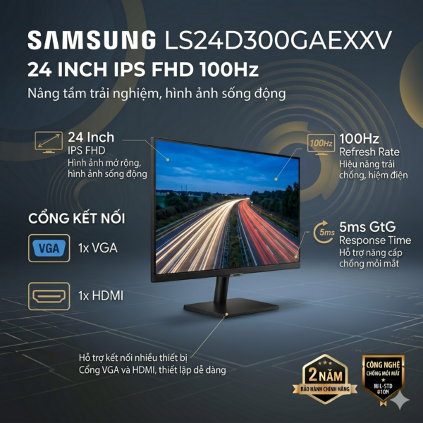 Màn Hình SAMSUNG LS24D300GAEXXV (24 Inch | Full HD | 100Hz | IPS | Viền Mỏng | Chống Chói)