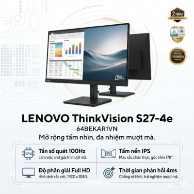 Màn Hình Lenovo ThinkVision S27-4e (27 Inch | Full HD | IPS | 100Hz | HDMI | Viền Mỏng | 3 Năm Bảo Hành)