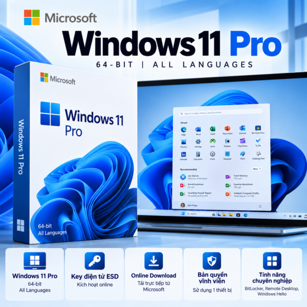 Phần mềm Microsoft Windows Pro 11 64Bit Eng Intl 1pk DSP OEI DVD (FQC-10528)